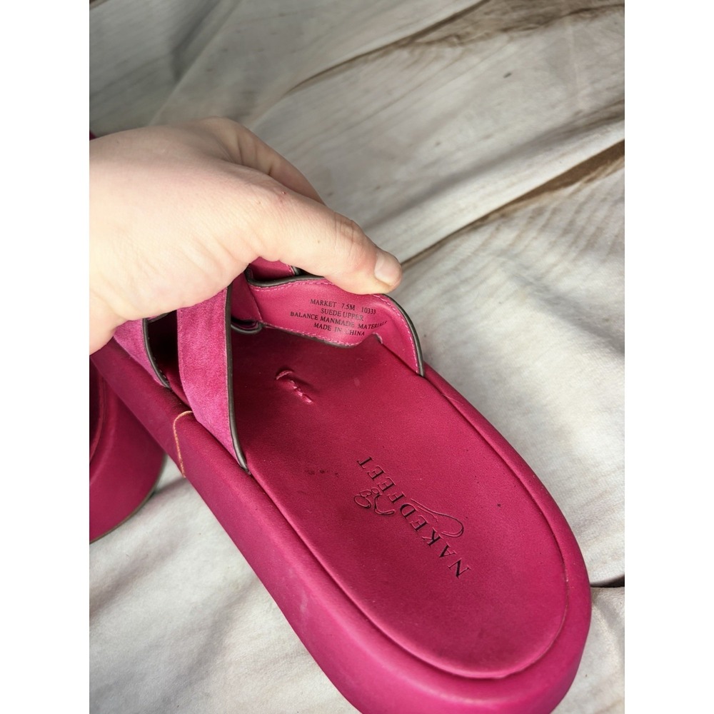 Naked Feet Pink Suede Platform Sandals 7.5 Slide Barbiecore - Picture 5 of 5